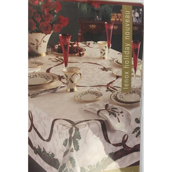 Lenox Holiday Nouveau Ribbon Multi Color Round 70" Tablecloth New Christmas Xmas - Picture 1 of 9